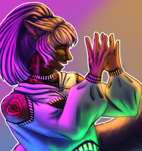 1p Half Body Colored, complex lighting